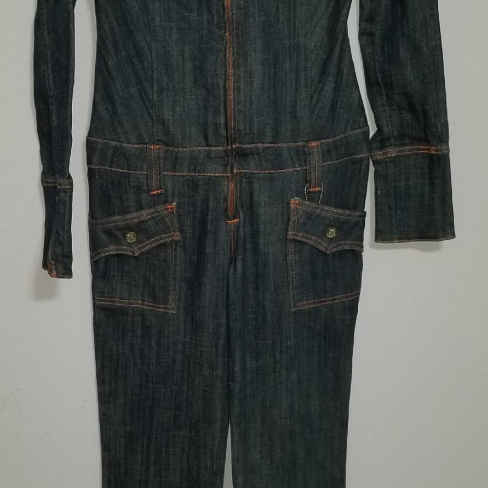 Jumpsuit New Denim Boiler Suit Frankie B. Zipper front/sleeve closures Women's 6